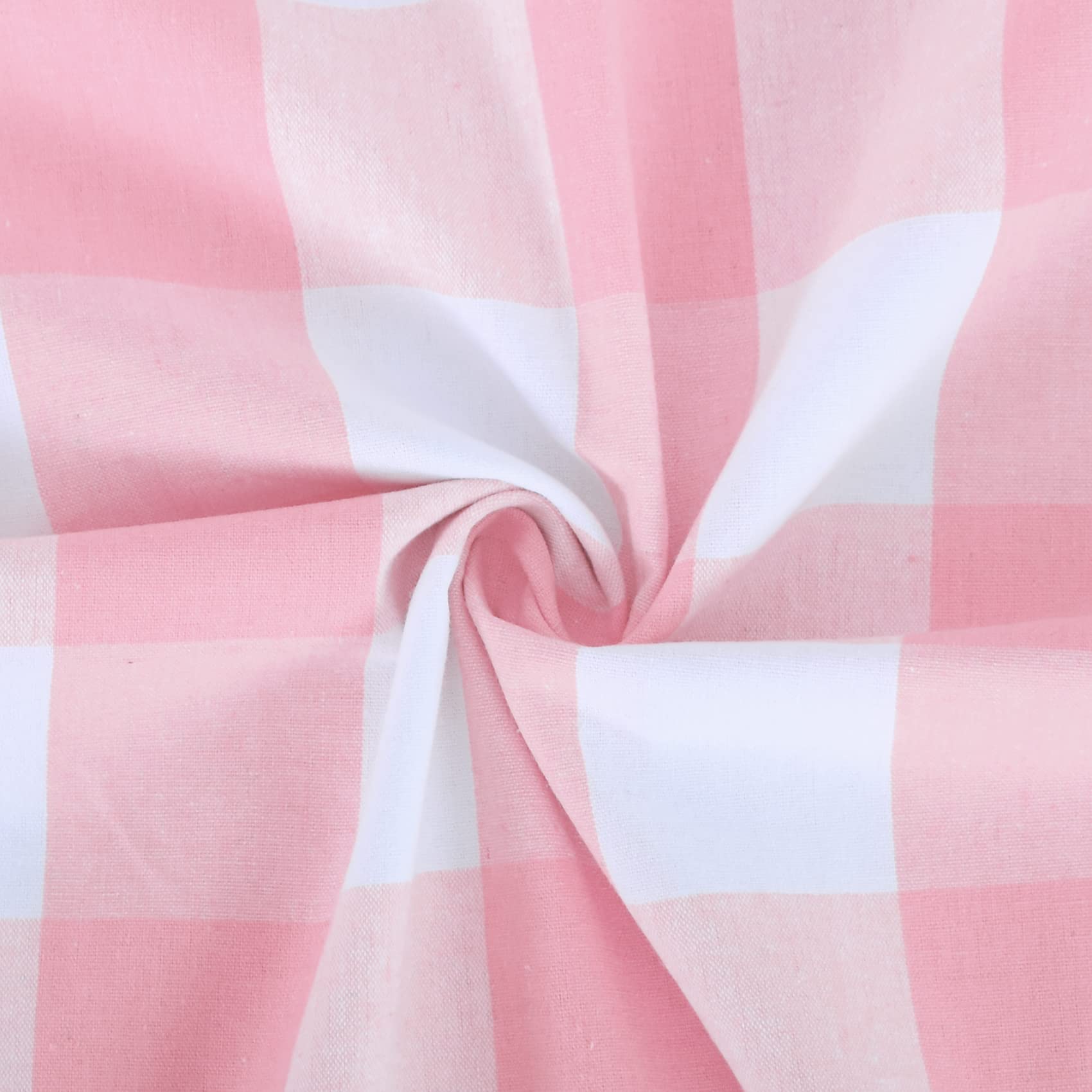 Buffalo Plaid Cafe Curtains 30 Inches Long - 2 Panels with Rod Pocket, Gingham Check Short Half Window Curtains for Kitchen & Bathroom - Pink & White - Perfect for Small Windows, Farmhouse Decor, and Cozy Home Styling