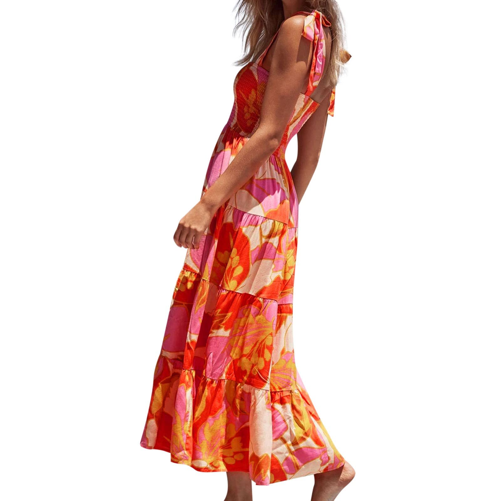 Women's Sun Dresses - Bohemian Midi Wrap Dress for Casual Wear, Vacation & Holiday Outfits | Perfect for Beach, Summer Parties & Outdoor Events