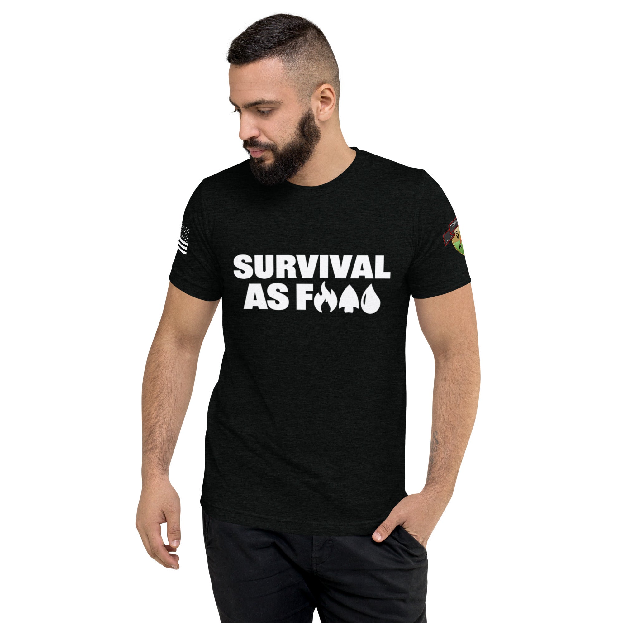 Survival AF Short Sleeve T-Shirt for Men - Black & White Colors - Perfect for Outdoor Adventures, Gym Workouts & Casual Streetwear