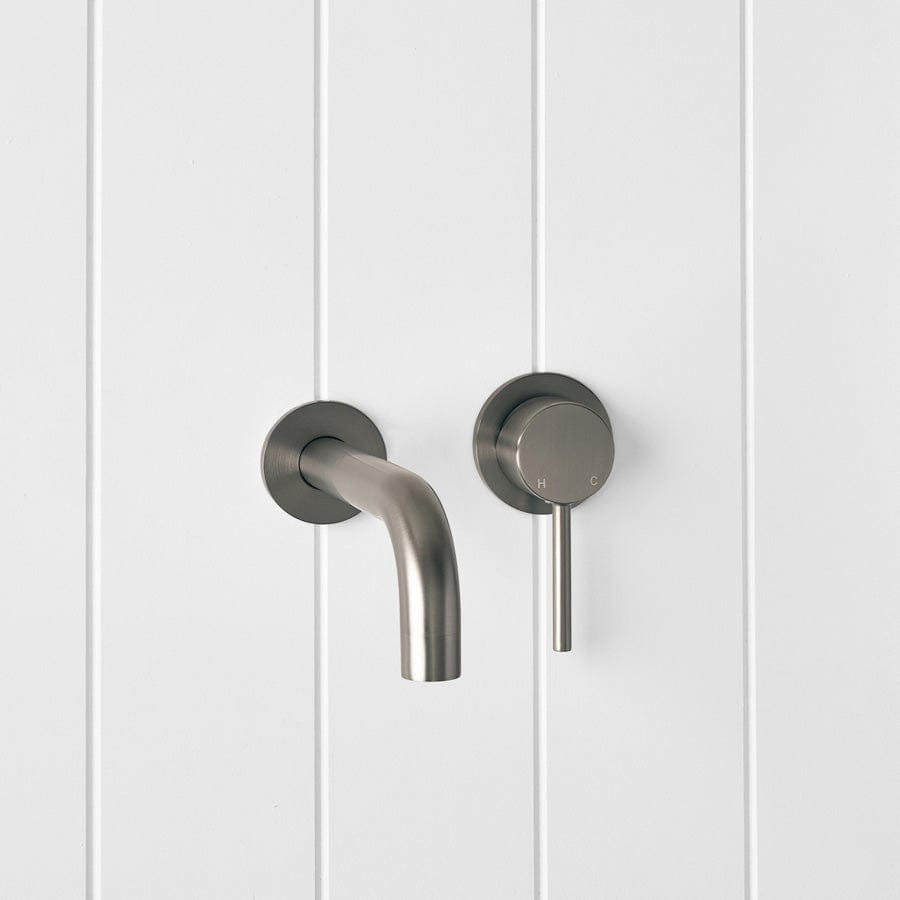 Sydney Wall Spout with Mixer in Gunmetal Finish - Modern Bathroom Faucet for Sink, Vanity, and Powder Room
