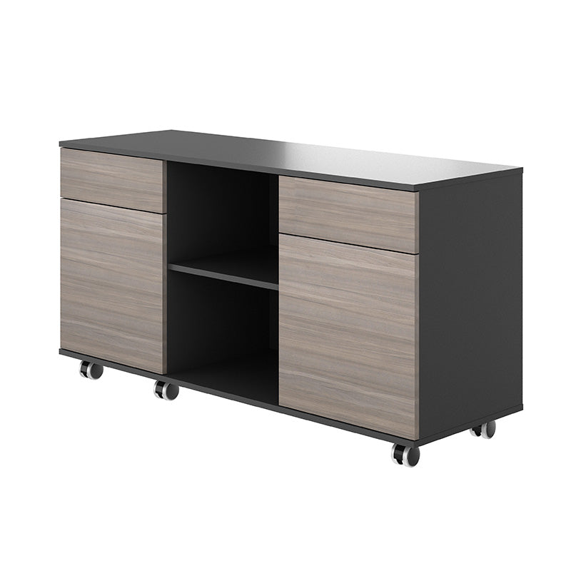MONTE 180cm Executive Desk with Reversible Mobile Return - Hazelnut & Grey Finish - Modern Office Desk for Home & Business Workspaces