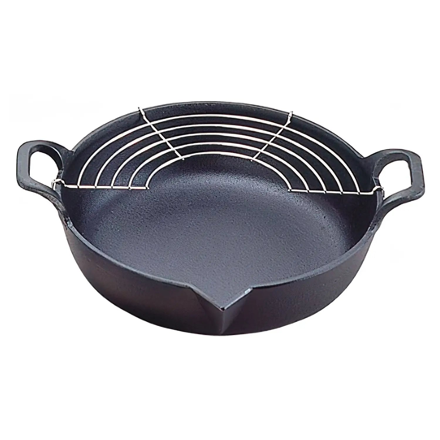 Premium Iwachu Nambu Cast Iron Tempura Pot - Authentic Japanese Deep Fryer for Home Cooking, Perfect for Tempura, Karaage & More | Durable Iron Cookware for Stovetop & Induction Use