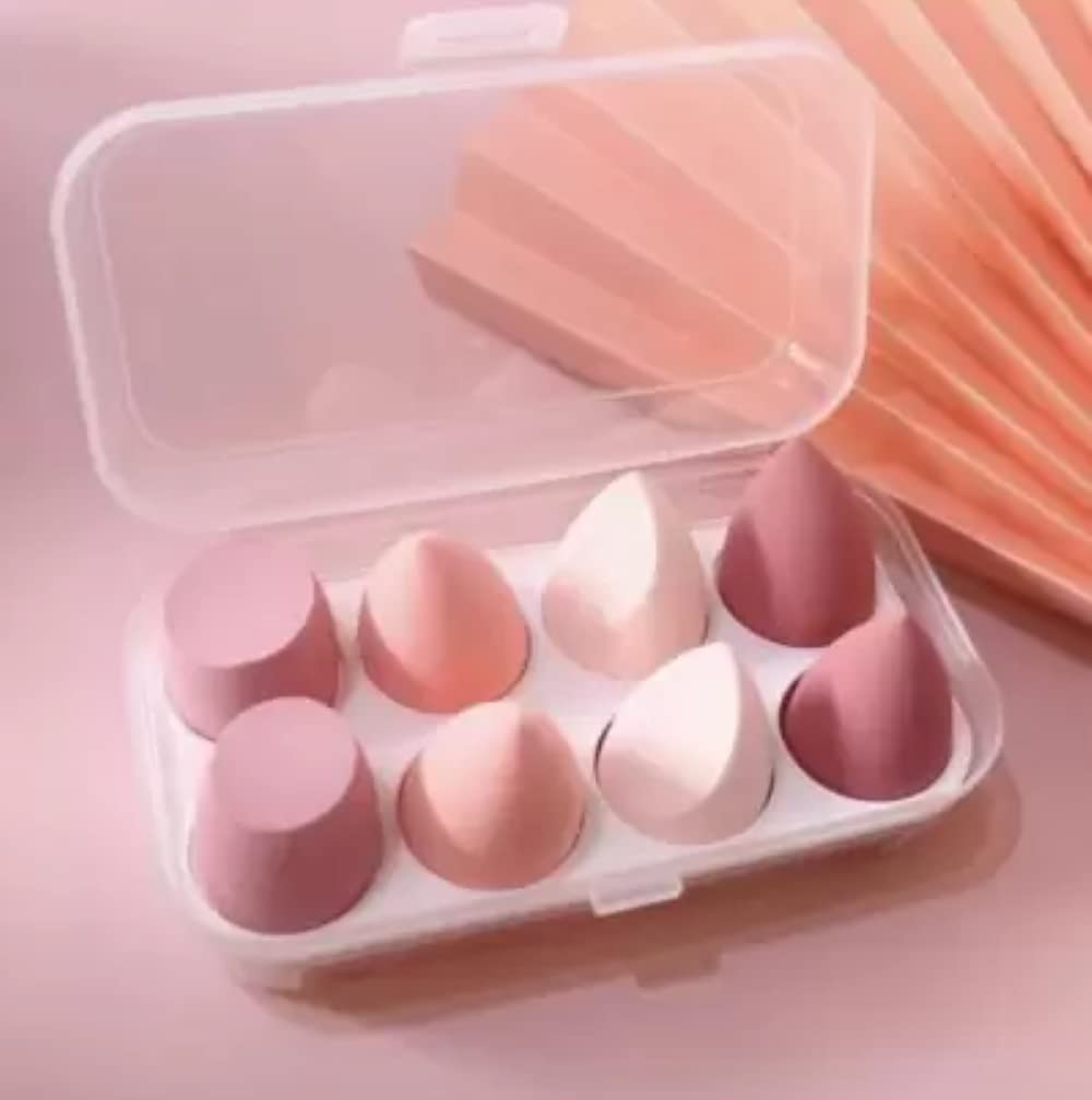 Feelhigh Blender Sponge 8-Piece Set with Storage Box - Premium Makeup Cosmetic Puff Sponges for Flawless Foundation & Concealer Application | Perfect for Home, Travel & Professional Makeup Kits