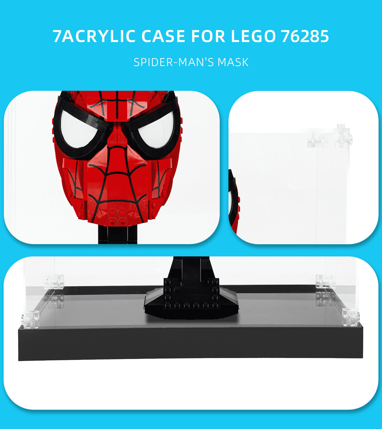 Lego Marvel Spider-Man's Mask 76285 Display Case - Clear Acrylic Showcase for Collectible Lego Sets - Perfect for Home Decor, Office Display & Gift Giving