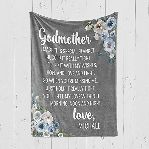Personalized Godmother Blanket - Custom Fleece Throw Gift for Christmas, Birthday, Baptism - Cozy Plush Blanket Present from Goddaughter/Godson - Perfect for Snuggling, Nursery Decor & Special Occasions