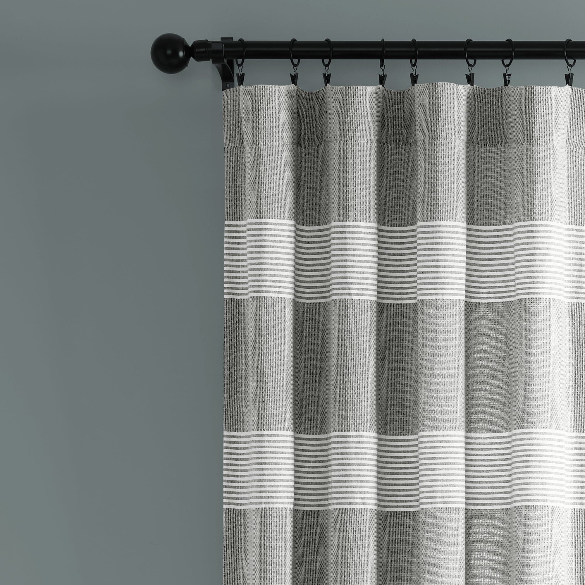 Tucker Stripe Yarn Dyed Knotted Tassel Window Curtain Panel Set - Elegant Blackout Drapes for Living Room & Bedroom Decor