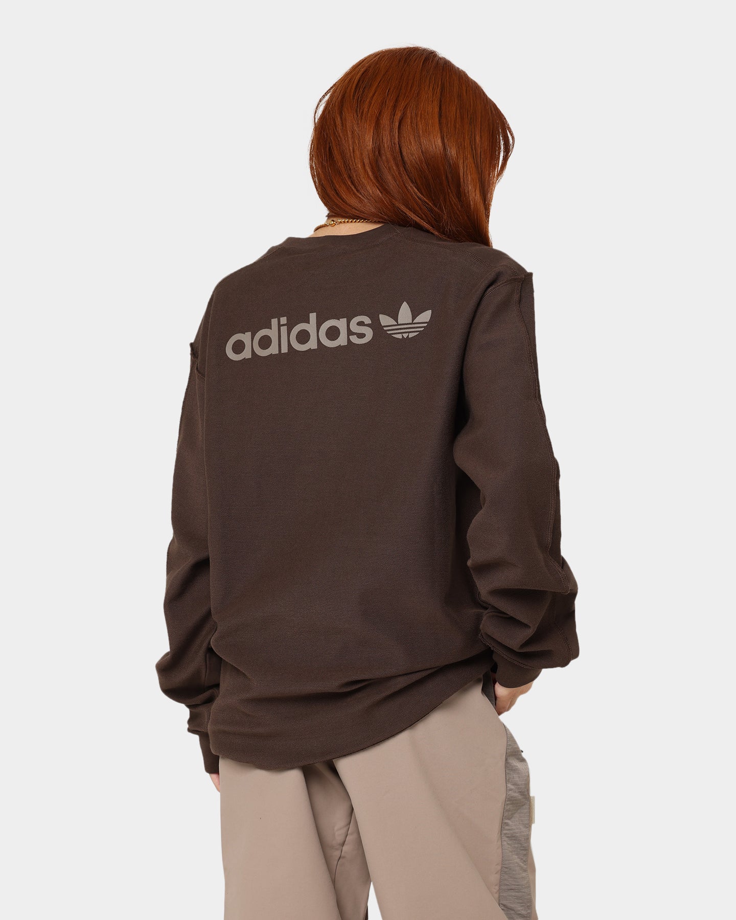 Adidas Loopback Crewneck Sweatshirt for Men - Soft Brown Cotton Pullover for Casual Wear & Street Style