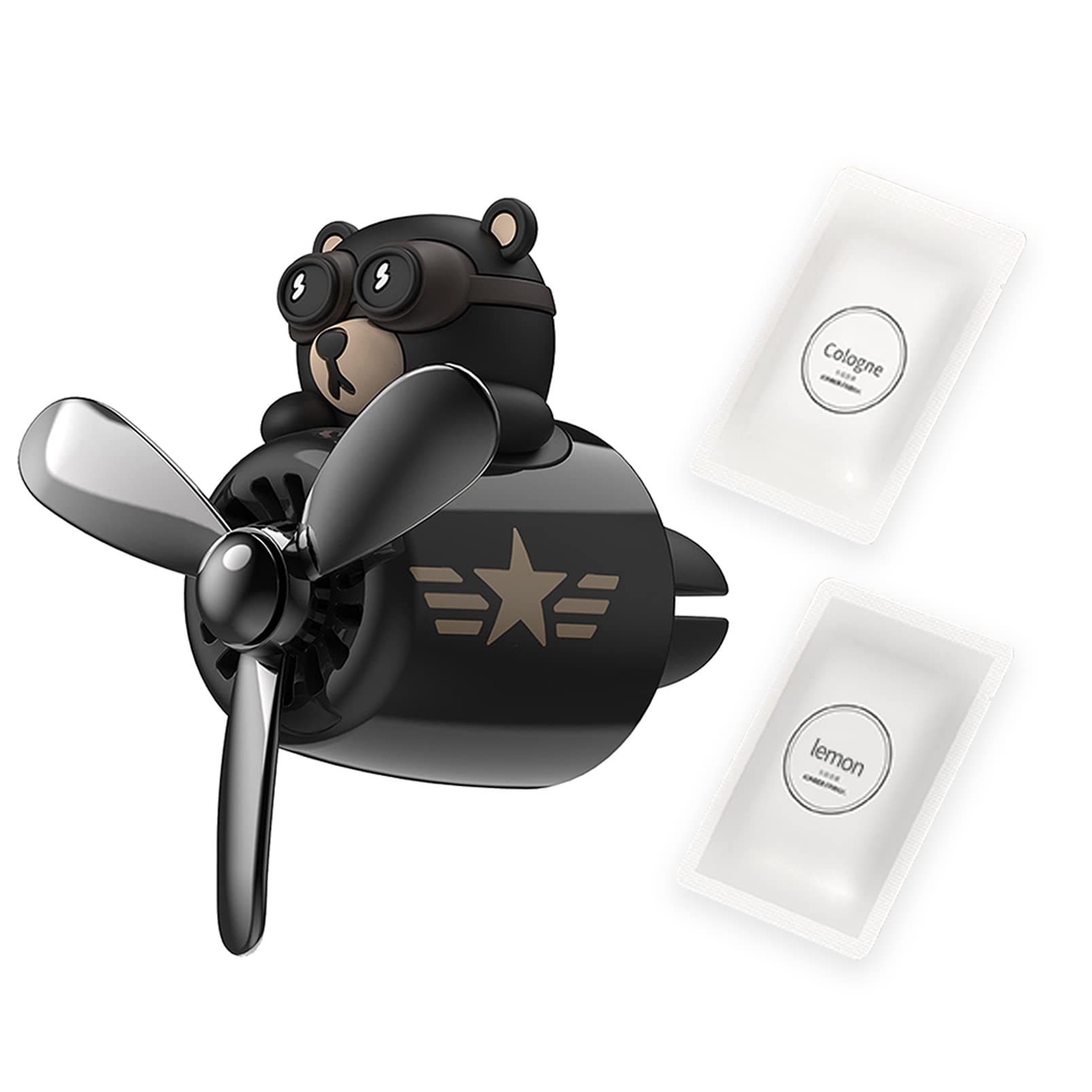 Pilot Bear Car Air Freshener - Cute Rotating Propeller Diffuser, Cartoon Automotive Air Vent Perfume Decor - Perfect for Cars, Trucks & Office Spaces