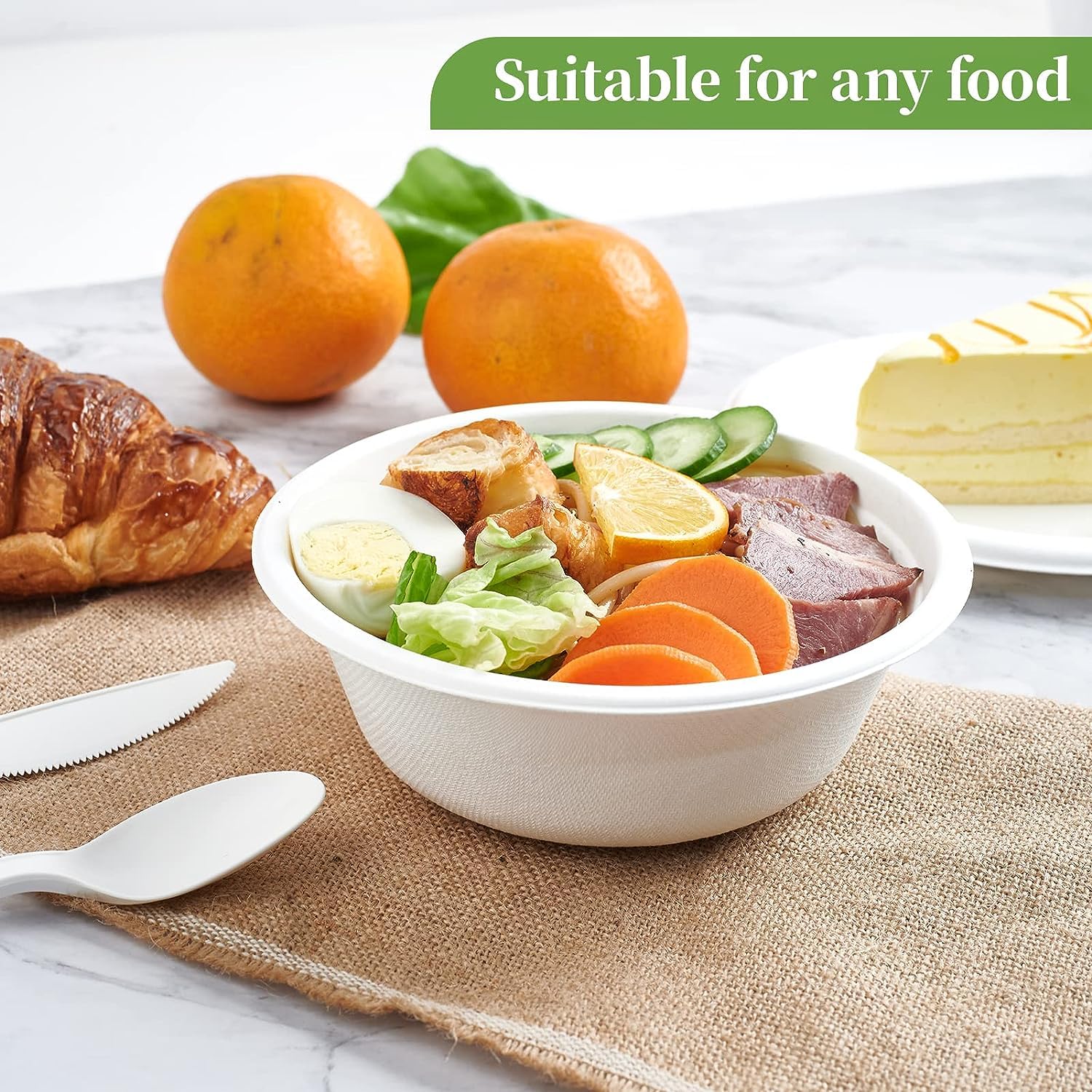 Eco-Friendly 180ml Disposable Paper Bowls - 50 Pack Biodegradable Round White Serving Bowls for Snacks, Dinner, Parties, Weddings & Birthdays | Perfect for Catering, Picnics & Outdoor Events