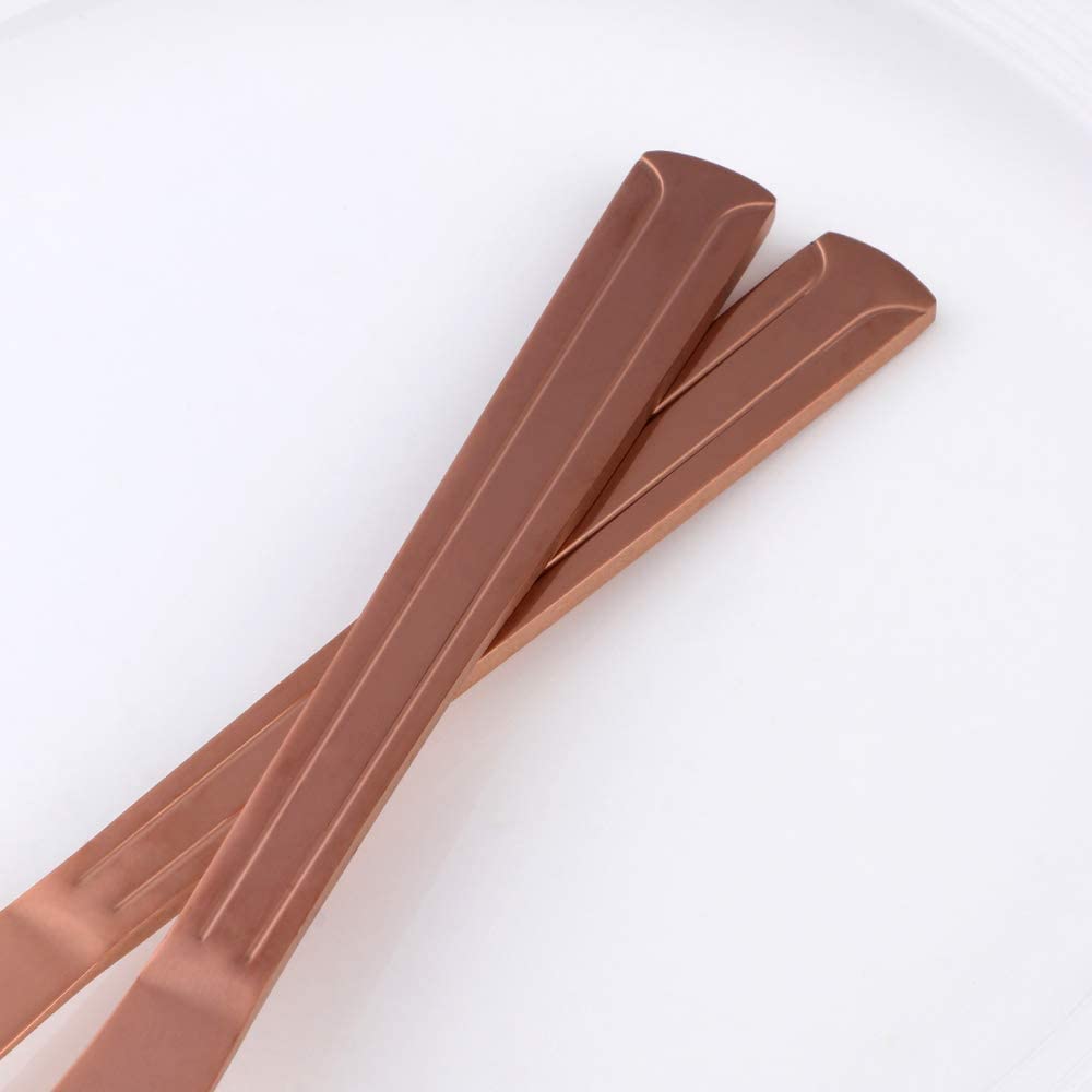 Premium Stainless Steel Dinner Knives Set of 12 - Rose Gold Flatware with Elegant Line Design, Titanium-Coated Steak Knives for Home, Restaurant & Wedding Use | Perfect for Fine Dining, Catering Events & Special Occasions