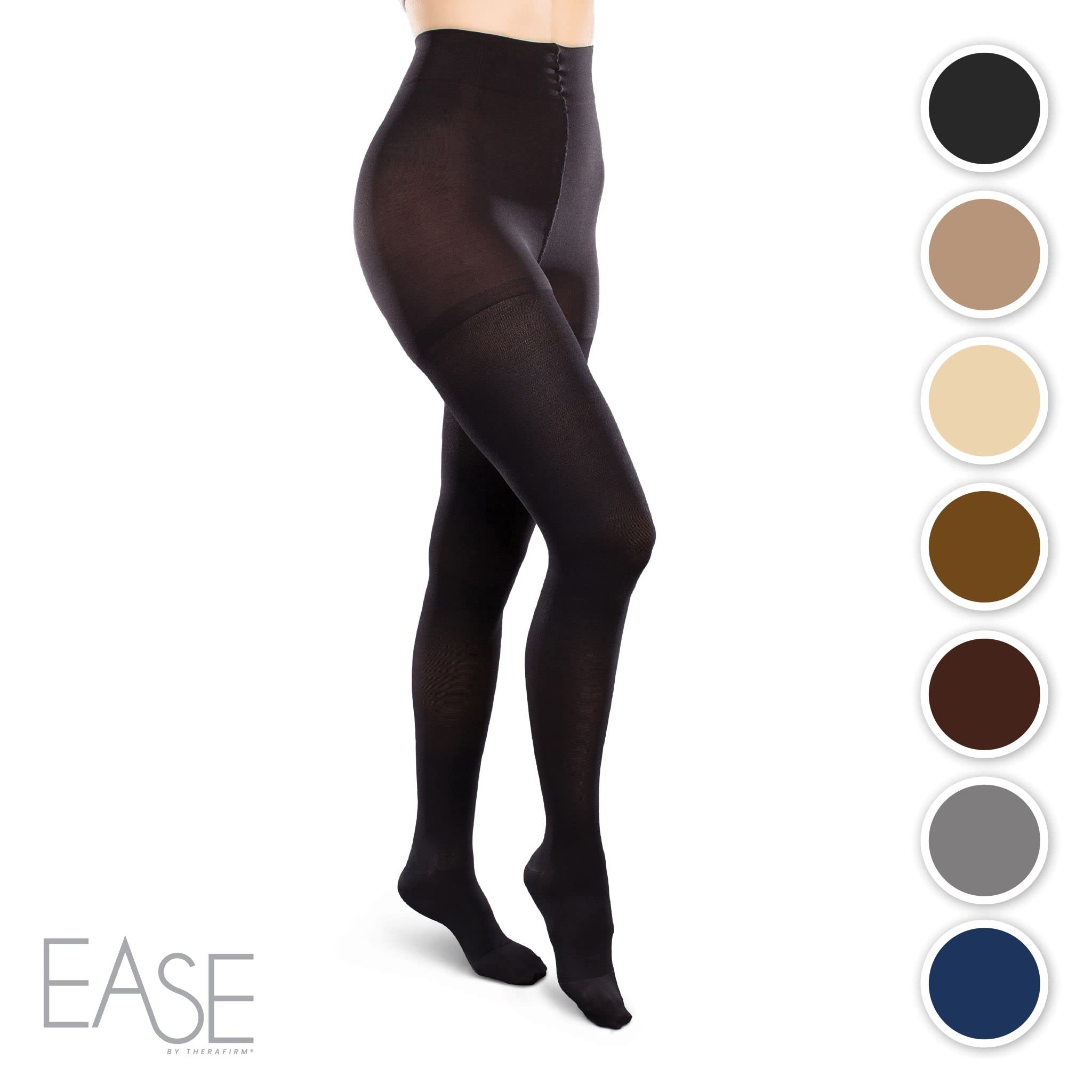 Ease Opaque Women's Support Pantyhose - 30-40mmHg Firm Graduated Compression Stockings for Varicose Veins & Swelling Relief - Perfect for Travel, Work & Daily Comfort