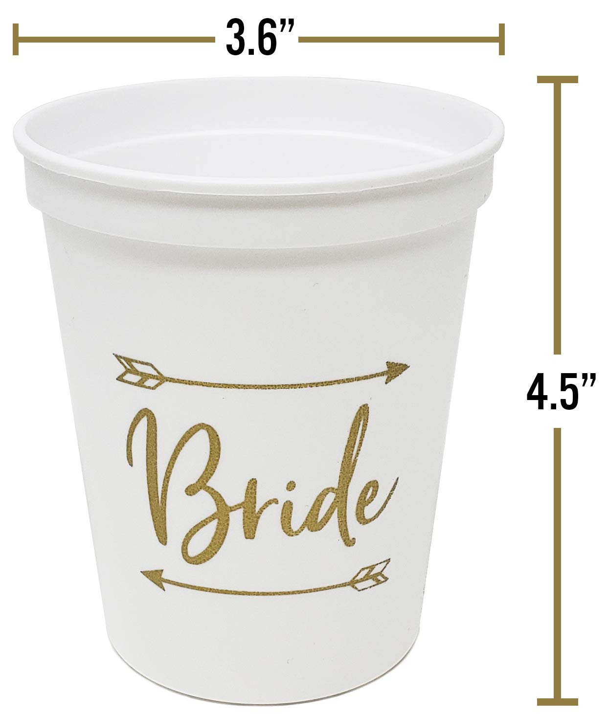 Funky Junque Bridal Bachelorette Party Cups - Set of 3 Bride Champagne Glasses (White) - Perfect for Wedding Showers, Girls Night Out & Bachelorette Celebrations