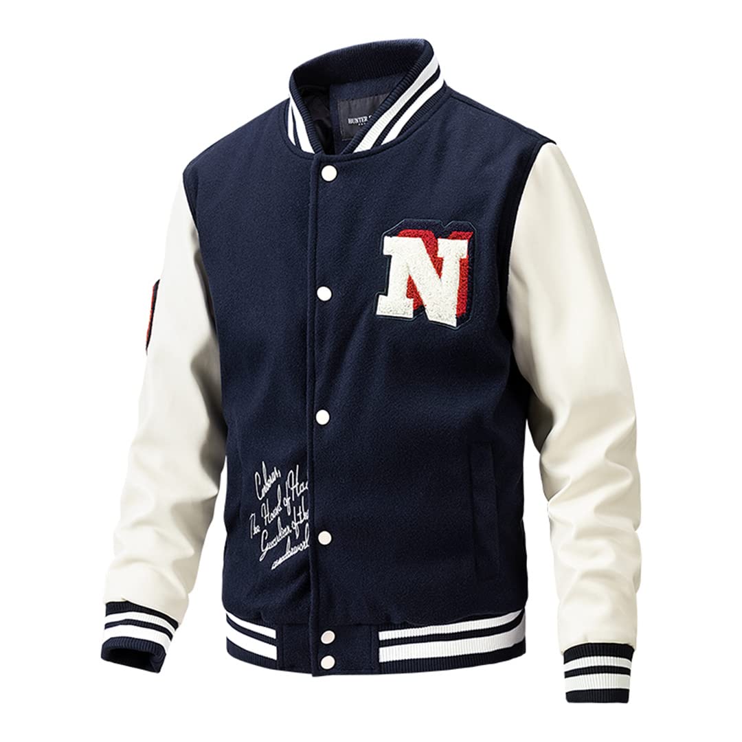 Men's Baseball Jacket - Vintage Print Bomber Coat for Motorcycle Riding & Casual Outwear | Baseball Uniform Style Jacket for Sports & Streetwear Fashion