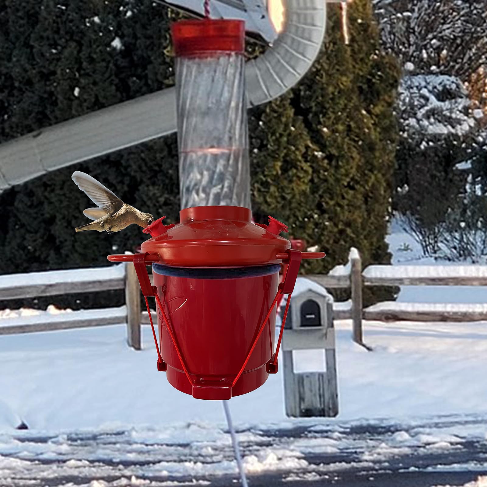 Hummingbird Feeder Heater for Freezing Outdoors - Attaches to Feeder Bottom - Red Bird Feeder Warmer for Backyard, Garden, Patio & Yard - Perfect for Winter Bird Feeding (Heater Only, No Feeder Included)