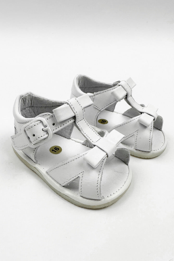 Gabriela Women's White Leather Sandals - Comfortable Summer Casual Shoes Size UK 0-4 | Perfect for Beach, Vacation & Everyday Wear