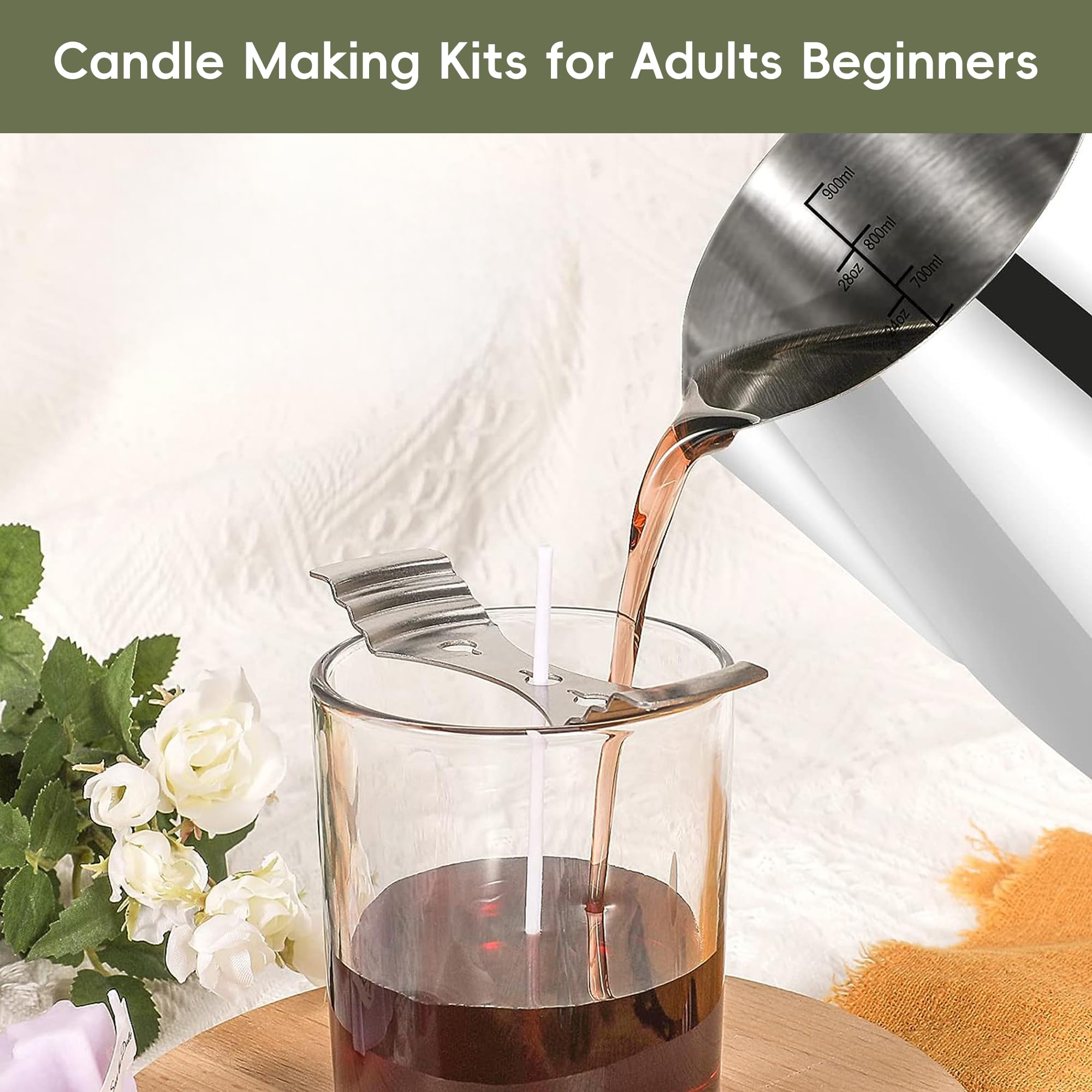 Premium Candle Making Kit with Hot Plate - Wax Melting Pot, Stirring Spoon, Thermometer & Anti-Scalding Pad - DIY Soy Candle Supplies for Adults & Beginners - Perfect for Home Decor, Gifts & Relaxation Therapy