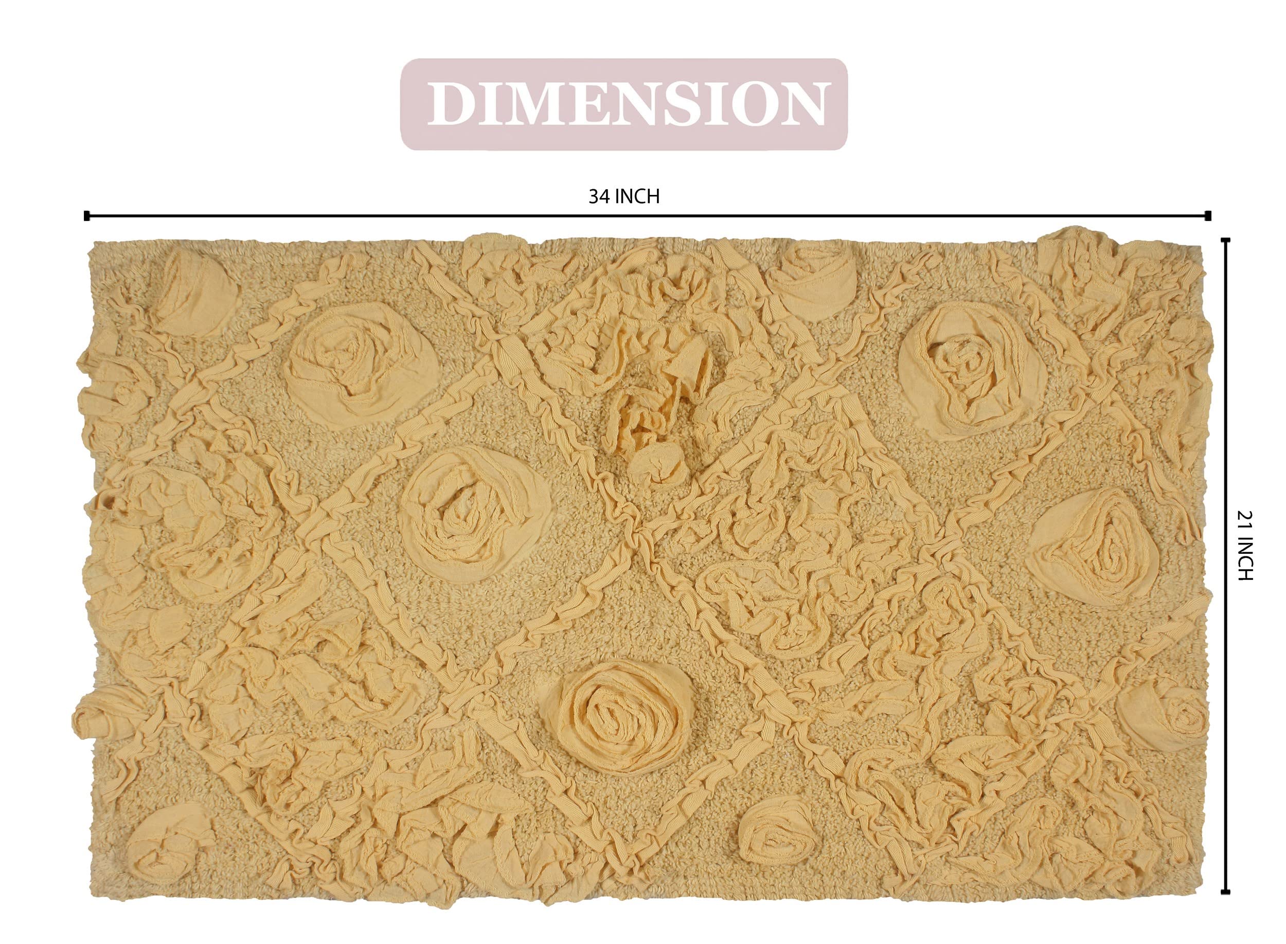 Home Weavers Modesto 100% Cotton Bath Rug Set - Ultra Soft & Absorbent Non-Slip Bathroom Mat, Washable Kitchen Rug, 21x34 Inch Rectangle Yellow - Perfect for Bathroom, Shower & Entryway Floor Protection