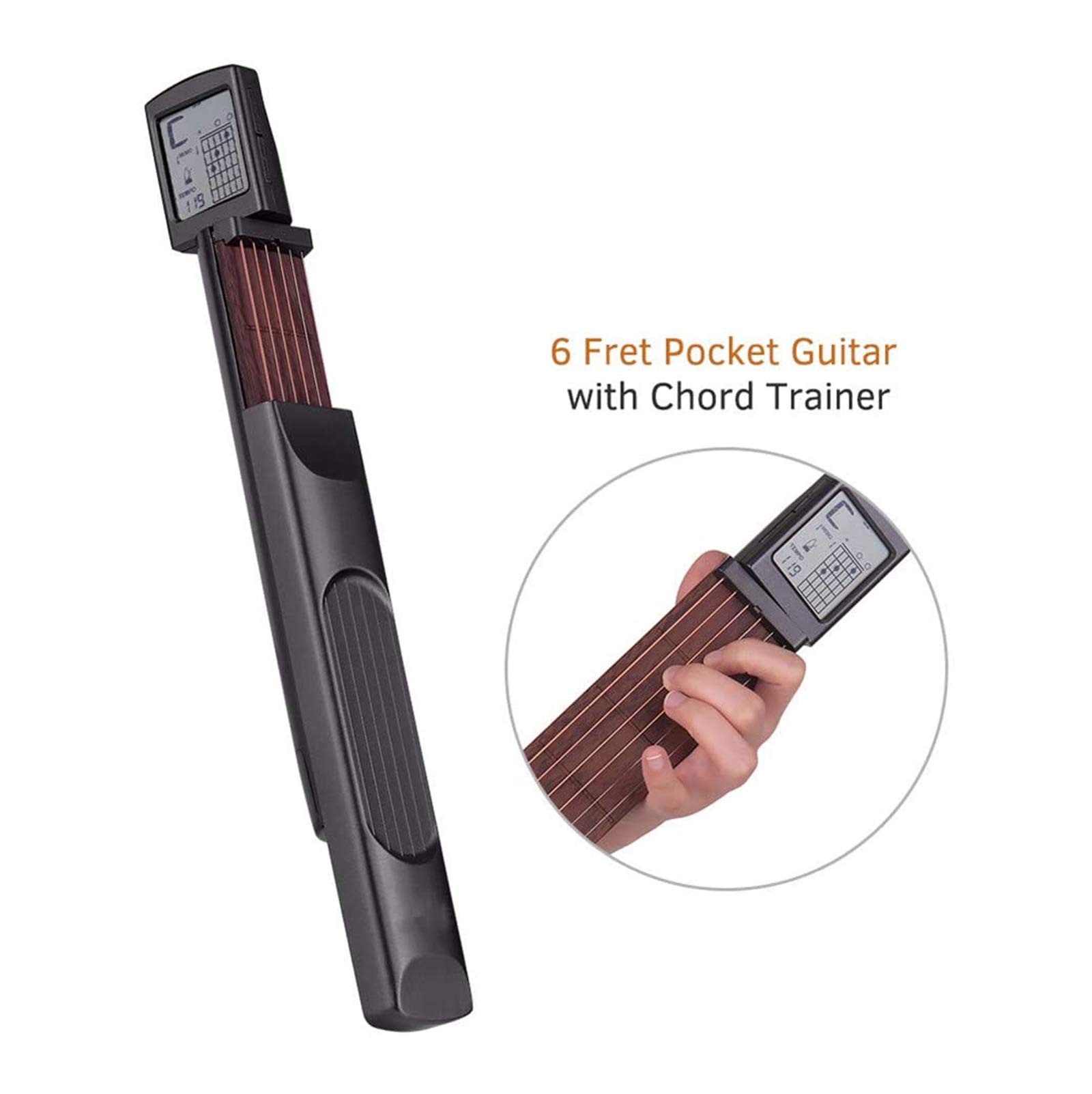 Portable Pocket Guitar Chord Trainer with LCD Screen - Compact Guitar Practice Tool for Beginners & Professionals - Perfect for Home, Office & Travel Use