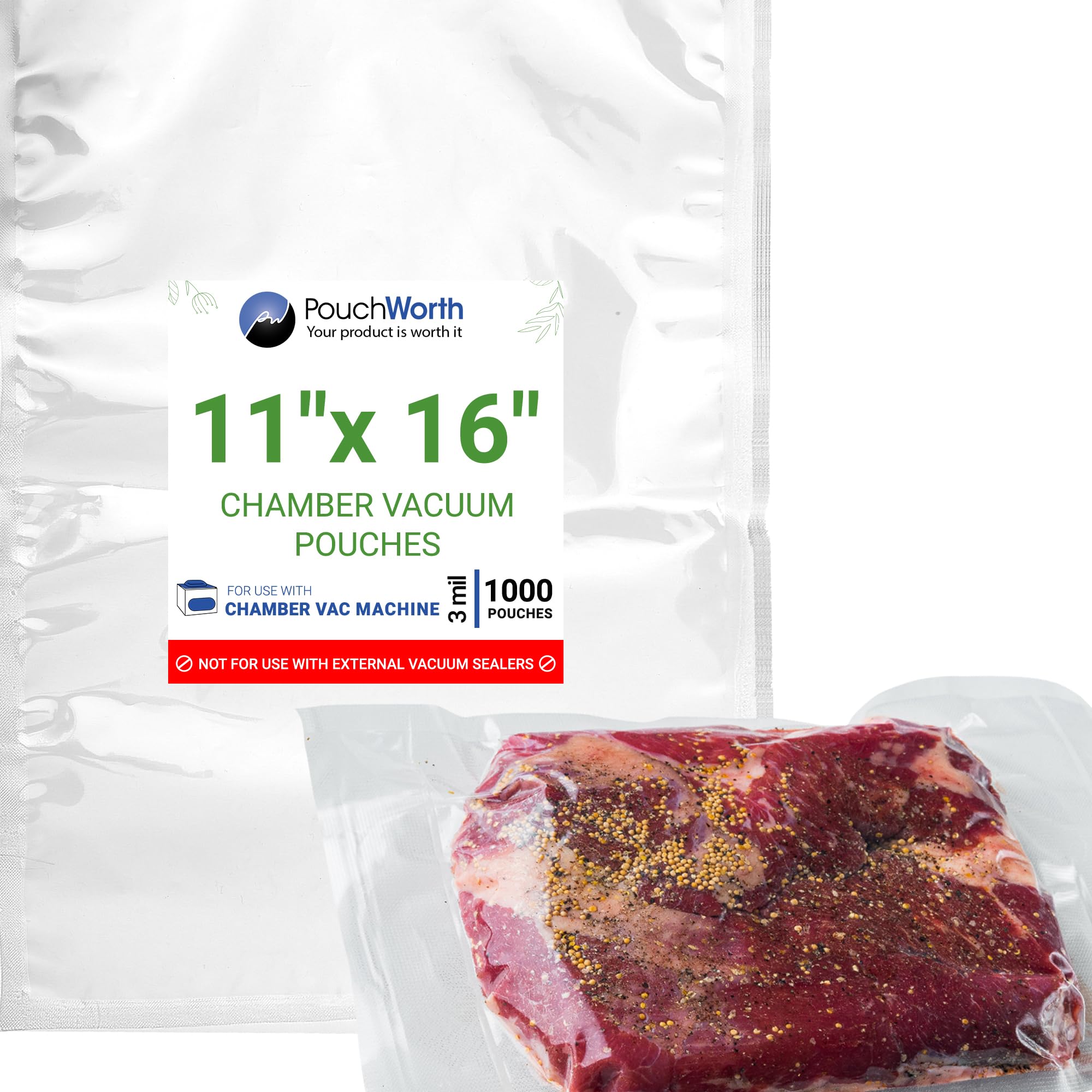 1,000-Pack 11x16 Inch 3 Mil BPA-Free Vacuum Sealer Bags for Food Preservation | Pre-Cut Chamber Sealer Bags with Tear Notch | Ideal for Freezer Storage, Sous Vide & Meal Prep