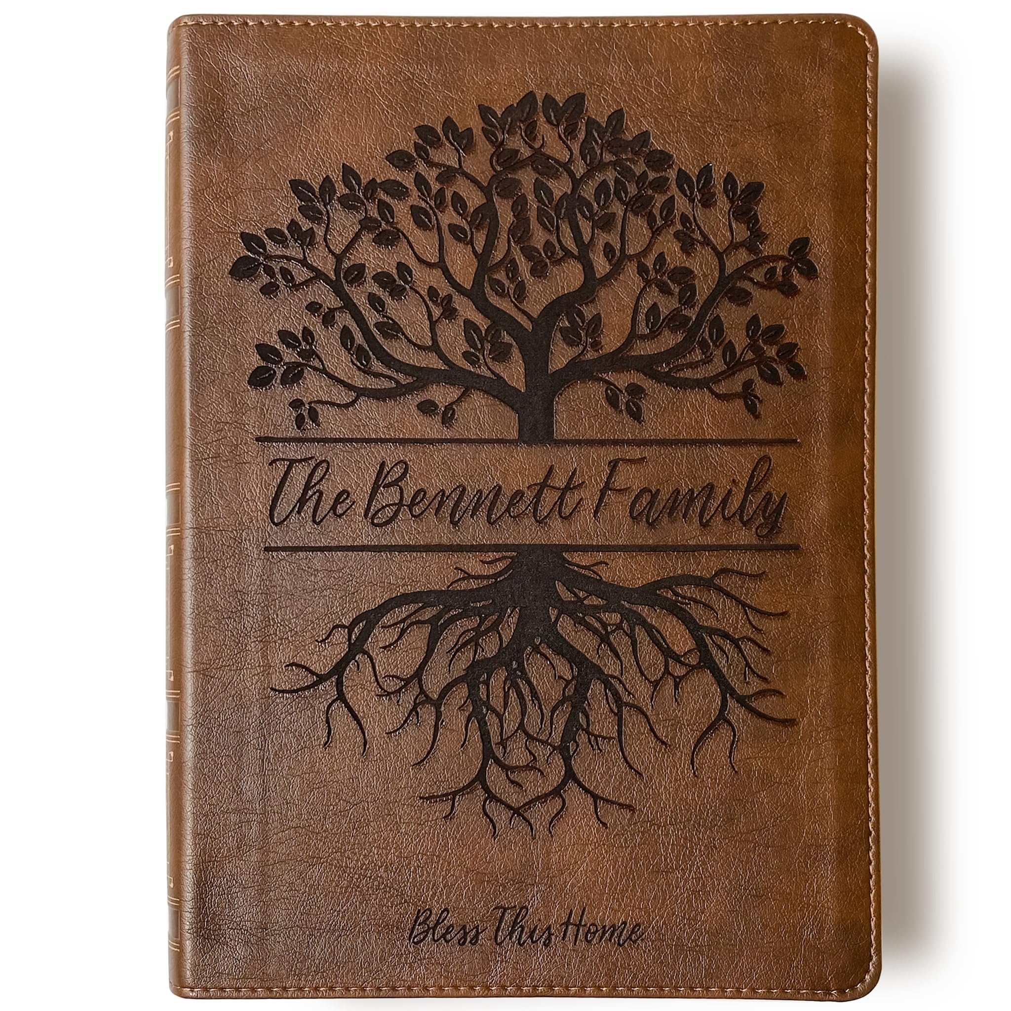NKJV Family Tree Wide Margin Bible - Personalized Custom Illustration with Your Family Name & Date - Perfect Gift for Weddings, Baptisms, Graduations & Birthdays - Ideal for Family Devotions, Heirloom Keepsakes & Special Occasions