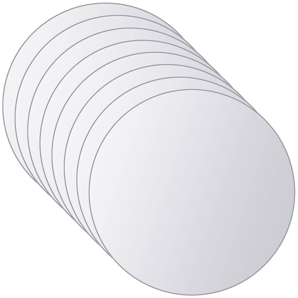 8 Pack Round Mirror Tiles - Decorative Glass Wall Mirrors for Gym, Dance Studio, Home Decor & Kitchen | Shatterproof Body Mirror for Fitness, Yoga & Makeup Vanity