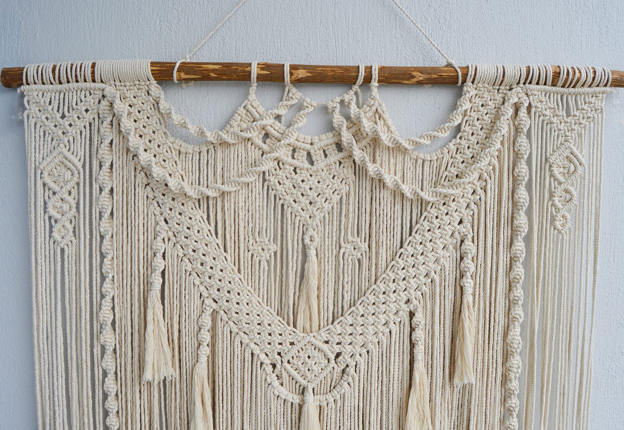 Extra Large Macrame Wall Hanging - Bohemian Woven Yarn Tapestry for Bedroom, Dorm & Home Decor | Boho Wall Art, Aesthetic Headboard & Room Decor | Perfect for Living Room, Nursery & Wedding Backdrop