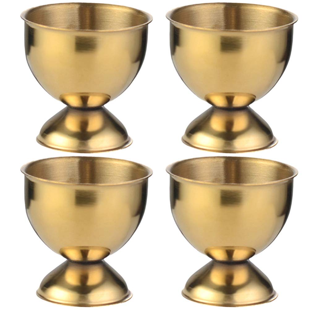 DOITOOL 4-Piece Golden Stainless Steel Egg Cup Holders - Elegant Metal Egg Stand Trays for Soft/Hard Boiled Eggs - Perfect Breakfast Kitchen Tool for Easter Brunch, Hotel Buffets & Family Dining
