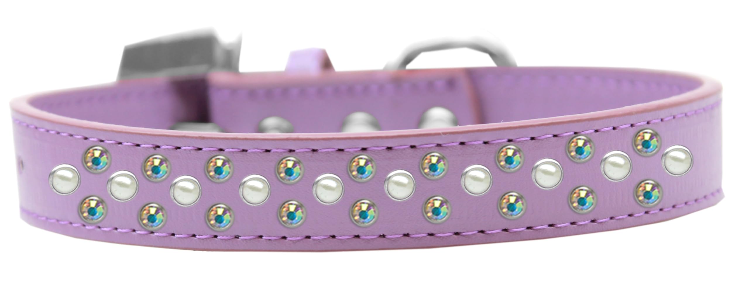 Lavender Dog Collar with Pearl & Aurora Borealis Crystals - Elegant Pet Fashion Accessory for Small & Large Dogs - Perfect for Weddings, Parties & Daily Walks