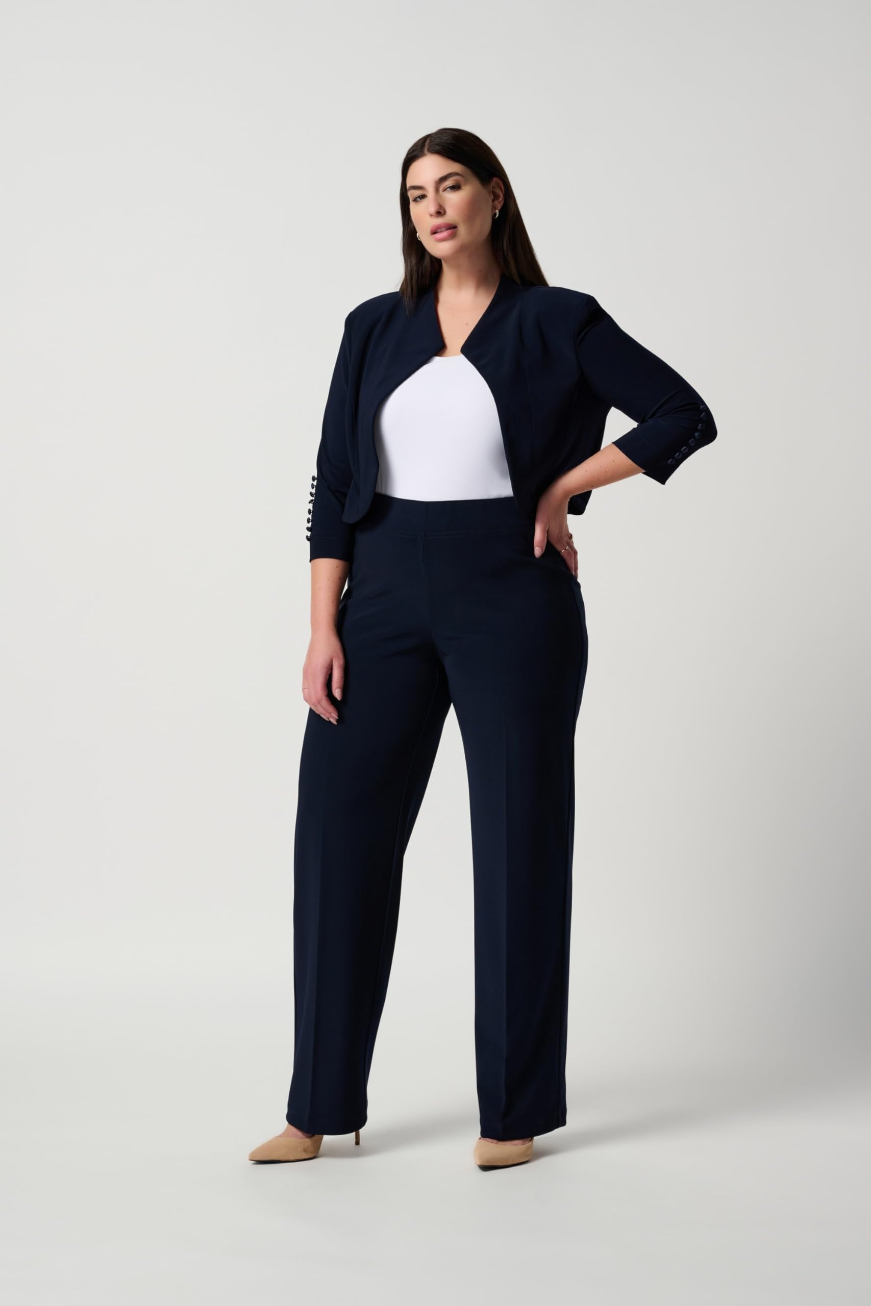 Joseph Ribkoff Women's Wide Leg Pants Style 153088 - Comfortable & Stylish High Waisted Trousers for Work, Office & Casual Wear