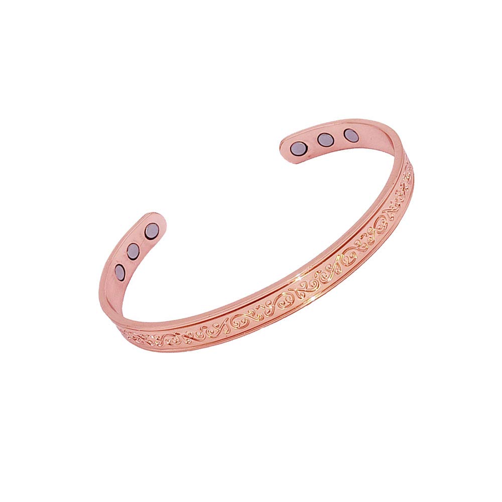 Rose Gold Copper Magnetic Therapy Bracelet for Women - Relieve Arthritis Pain & Improve Circulation - Perfect for Daily Wear, Workouts & Wellness