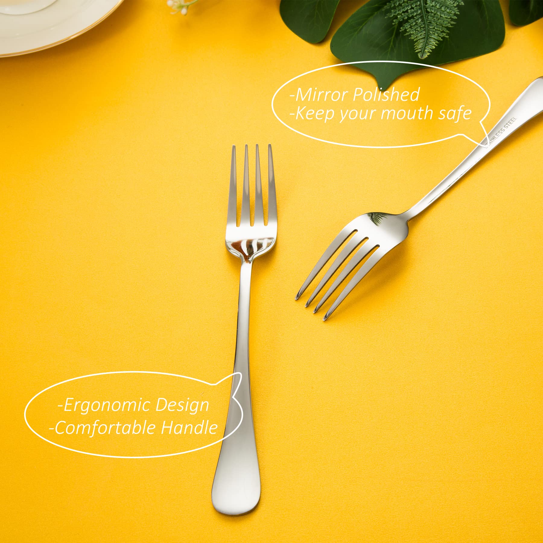 Premium 12-Piece Stainless Steel Dinner Fork Set - 8 Inch Silver Table Forks for Restaurant, Wedding & Home Dining - Dishwasher Safe Flatware