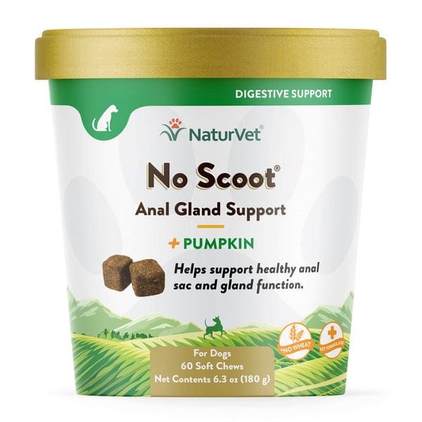 NaturVet No Scoot Plus Pumpkin Soft Chews for Dogs - Digestive Support & Anal Gland Relief - Perfect for Small & Large Breeds at Home or Travel
