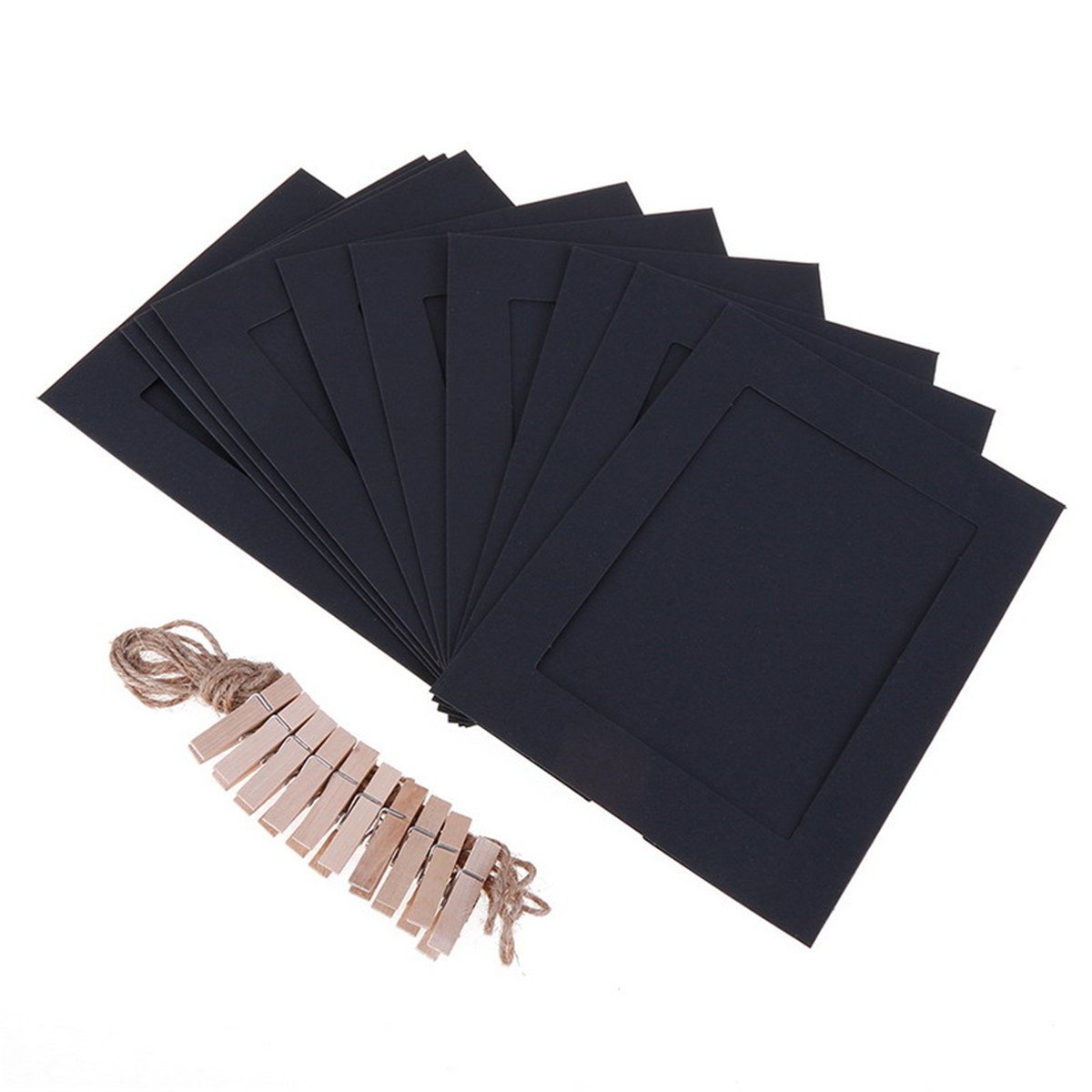 10pcs Kraft Paper Photo Frames with Wooden Clips & Jute Twine - DIY 2x3 Inch Picture Frame Mat Cardboard for Wall Decor - Perfect for Wedding, Birthday Party, Baby Shower & Home Craft Projects