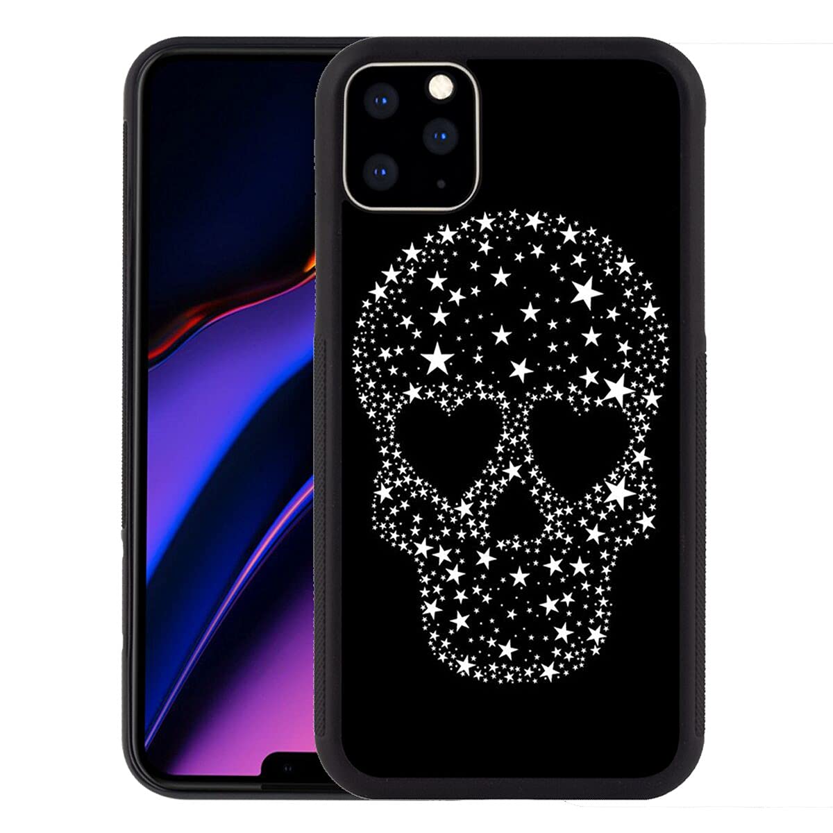 ZhongXinSW Shockproof Silicone Phone Case for iPhone 11 Pro Max - Slim Black Star & Skull Design with Drop Protection | Perfect for Daily Use, Outdoor Activities & Travel