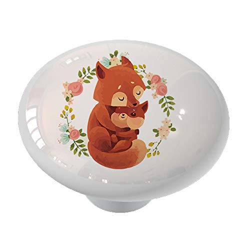 Adorable Mother and Baby Fox Cabinet Knobs - Cute Animal Drawer Pulls for Nursery, Kids Room, Kitchen & Bathroom Decor - Easy to Install Hardware for Cabinets, Dressers & Furniture
