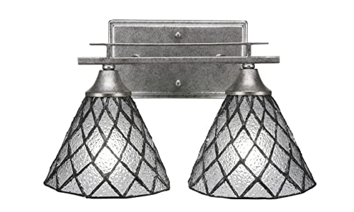 Uptowne 2-Light Bathroom Vanity Light Fixture in Aged Silver Finish (132-AS-9185) - Perfect for Modern Bathroom, Powder Room, and Spa Decor