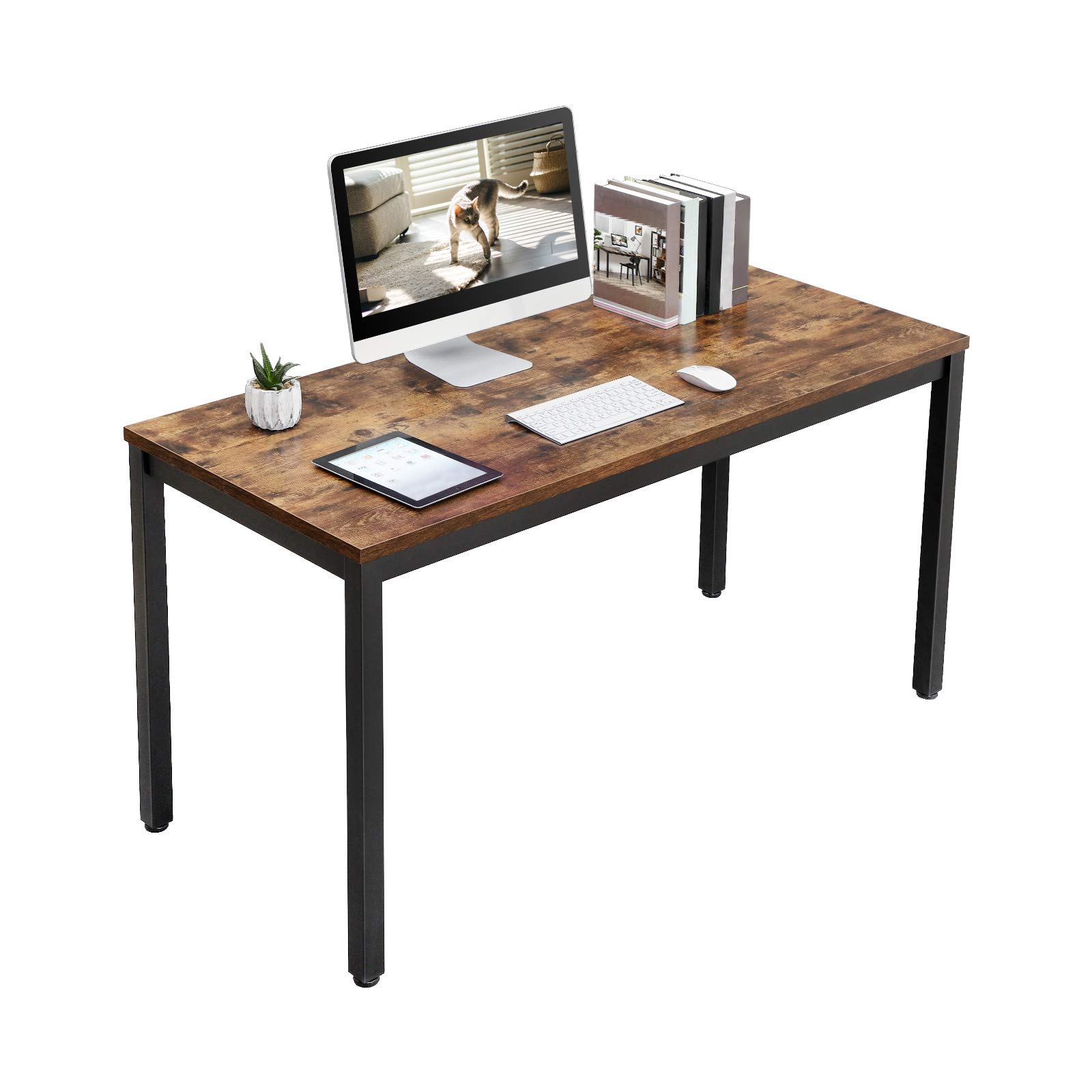 VASAGLE 55 Inch Industrial Computer Desk, Rustic Brown Writing Desk with Sturdy Metal Frame - Easy to Assemble Home Office Desk for Laptop, Study, Living Room | Perfect for Remote Work, Gaming & Small Spaces