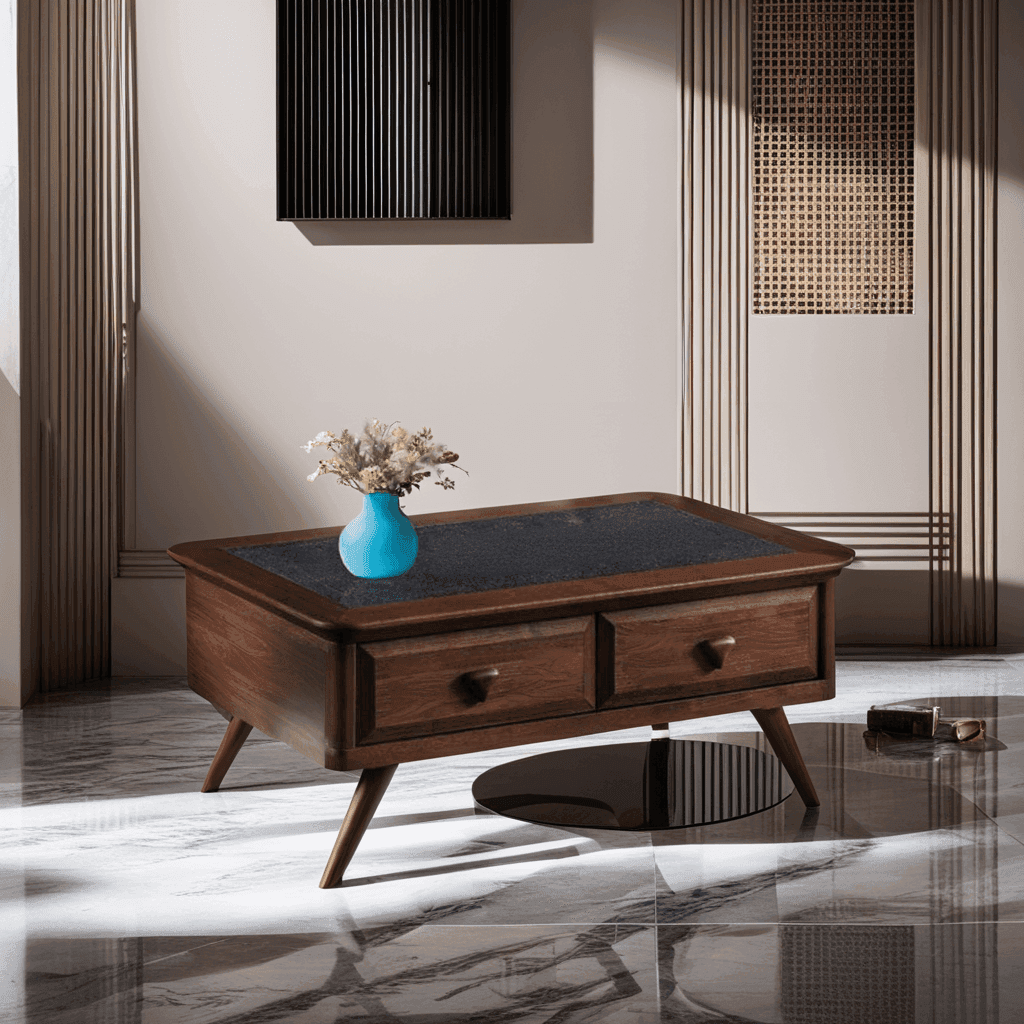 Lennie Lavastone Modern Coffee Table 100cm - Square Living Room Center Table for Small Spaces, Perfect for Apartments, Lounges & Home Decor