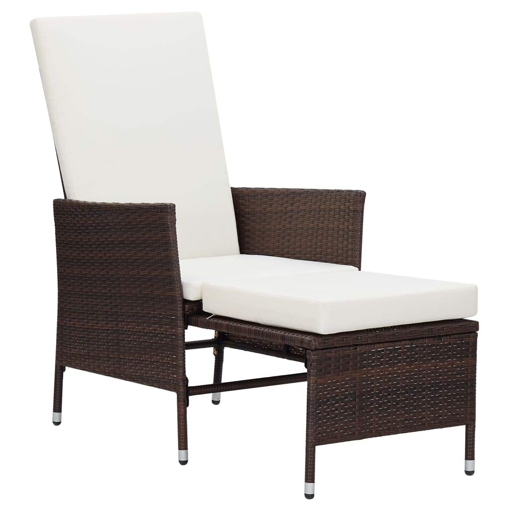 2-Piece Brown Poly Rattan Patio Lounge Set with Cushions - 19.7