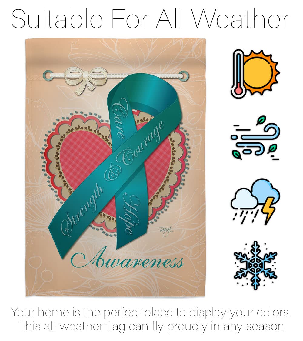 Ovarian Awareness Vertical Flags Set - 28x40in & 13x18.5in - Home & Garden Decor