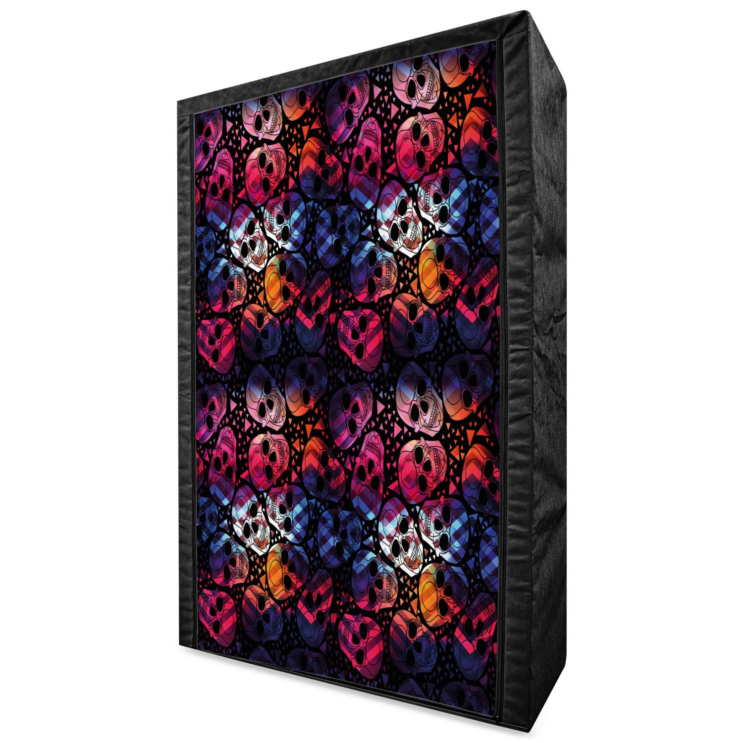 Ambesonne Halloween Portable Fabric Wardrobe - Mexican Sugar Skulls Geometric Design, 42.5