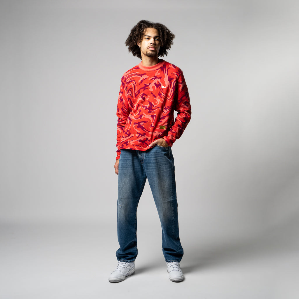 Advisory Board Crystals Camo Crewneck Sweatshirt - Red | Trendy Streetwear for Women & Men | Perfect for Casual Outfits, Concerts, and Festivals