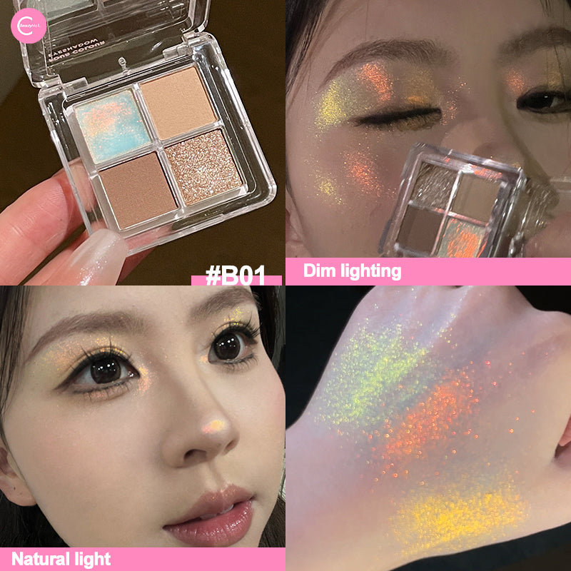 GELLA'S Chameleon Quad Eyeshadow Palette - Long Lasting, Highly Pigmented Makeup for Day & Night Looks - Perfect for Parties, Weddings & Everyday Wear