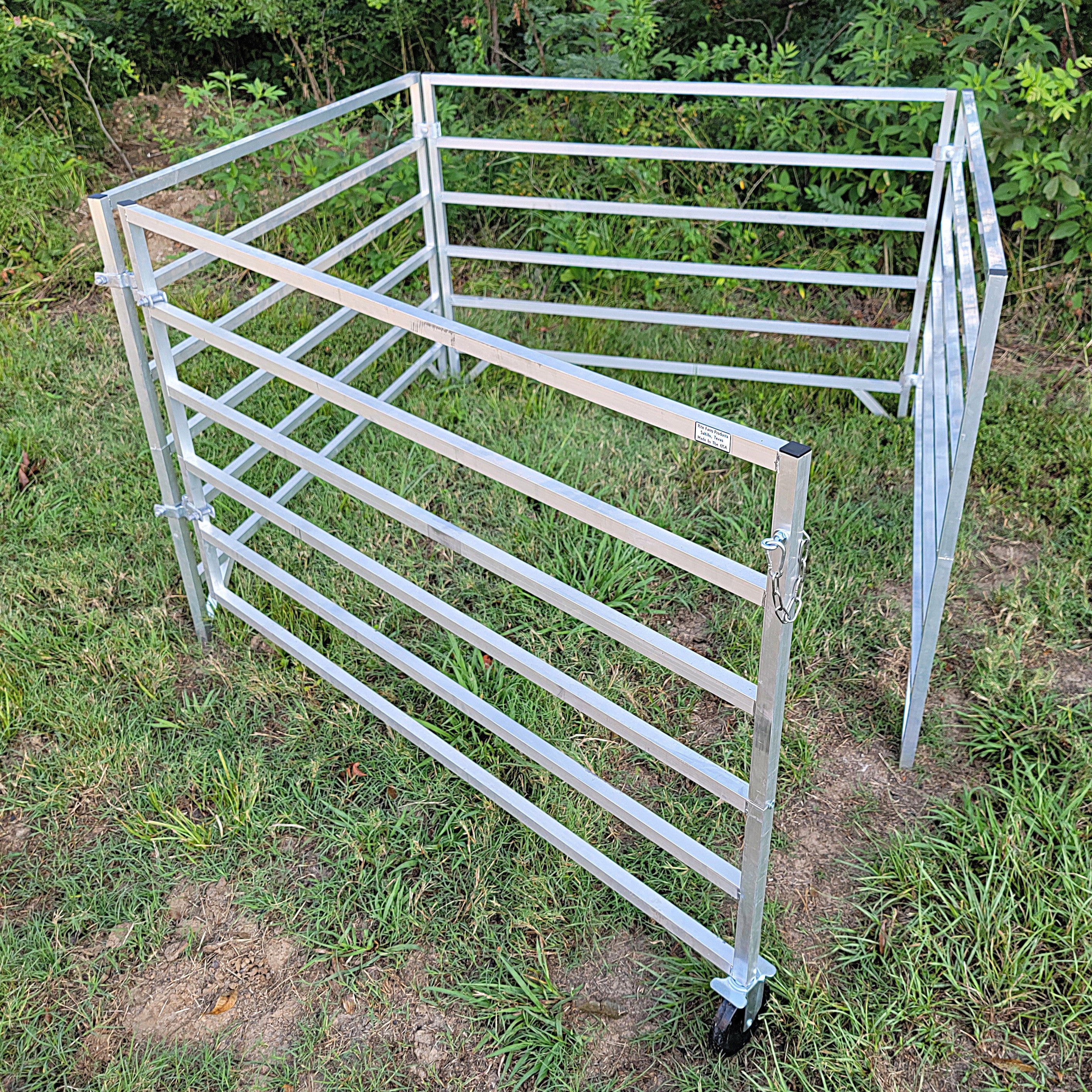 5 Ft x 5 Ft Aluminum Stall Kit with 6 Rails (3 Panels + 1 Gate) - Durable Horse Stall for Barns, Stables & Livestock Enclosures