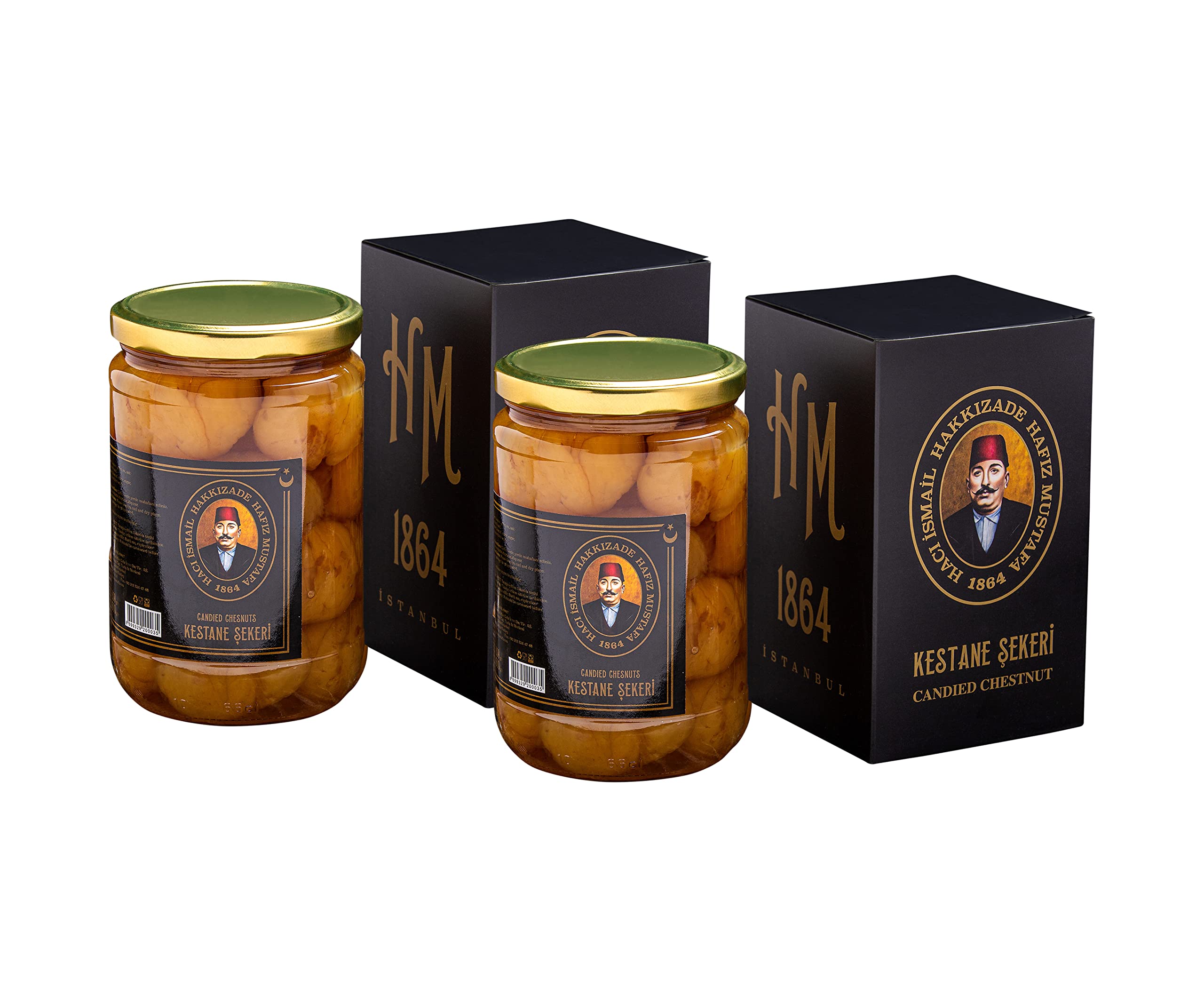Hafiz Mustafa 1864 Istanbul Turkish Delight - Assorted Turkish Sweets & Candied Chestnut in Jar - Perfect Dessert Snacks & Gift for Birthday, Christmas - Ideal for Parties, Holidays & Special Occasions