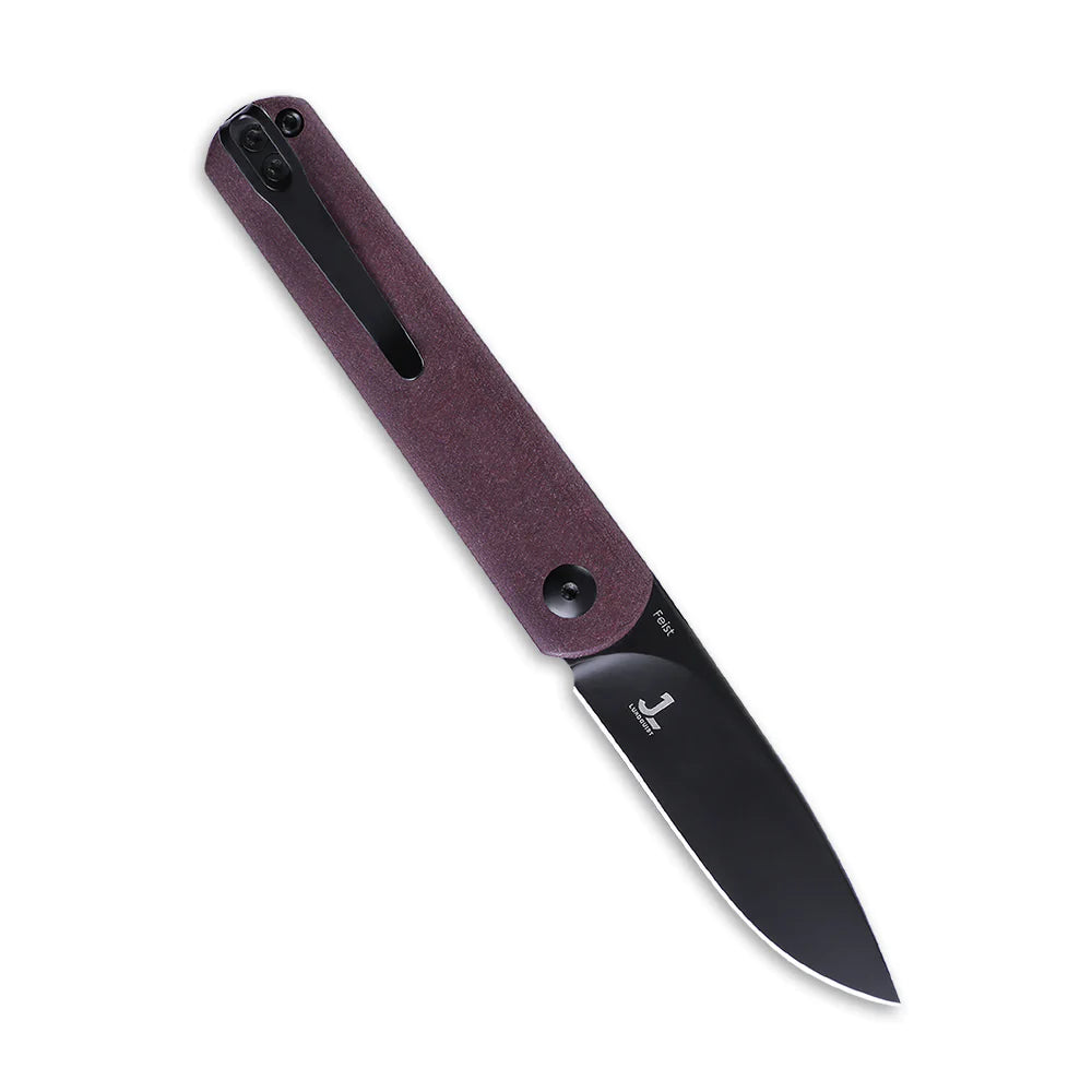 Kizer Feist Ki3499R3 Folding Pocket Knife - Black Drop Point Blade & Red Richlite Handles - EDC Knife for Camping, Hiking and Outdoor Activities