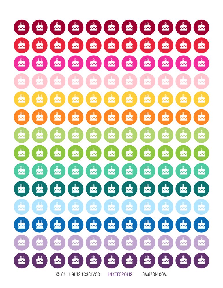 Monthly Planner Stickers - Colorful Rainbow Cake Stickers & Labels for Erin Condren Vertical Life Planner - Perfect for Journaling, Bullet Journal, and Daily Planning Organization