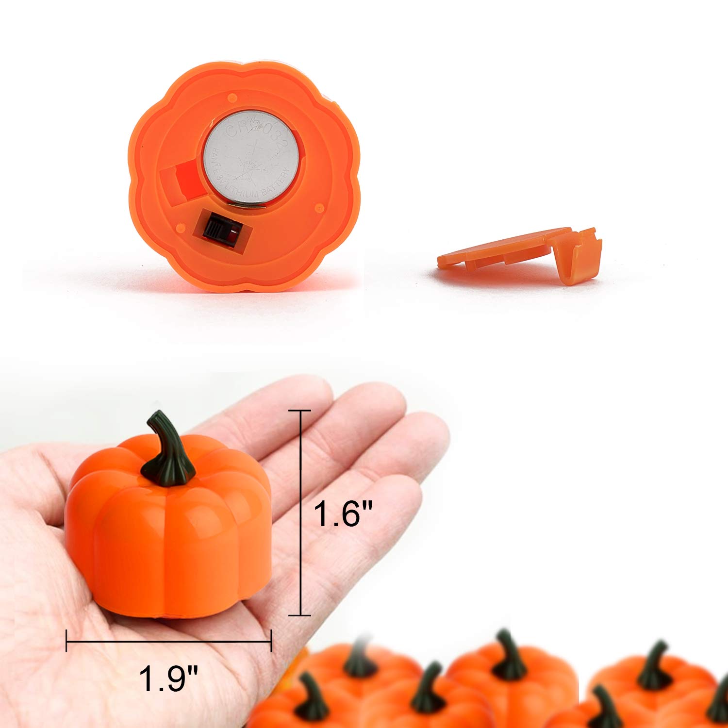 Homemory 24 Pack LED Pumpkin Lights - Battery Operated Halloween Decorations, Orange Jack O' Lantern Tea Lights for Indoor/Outdoor Halloween Party Decor