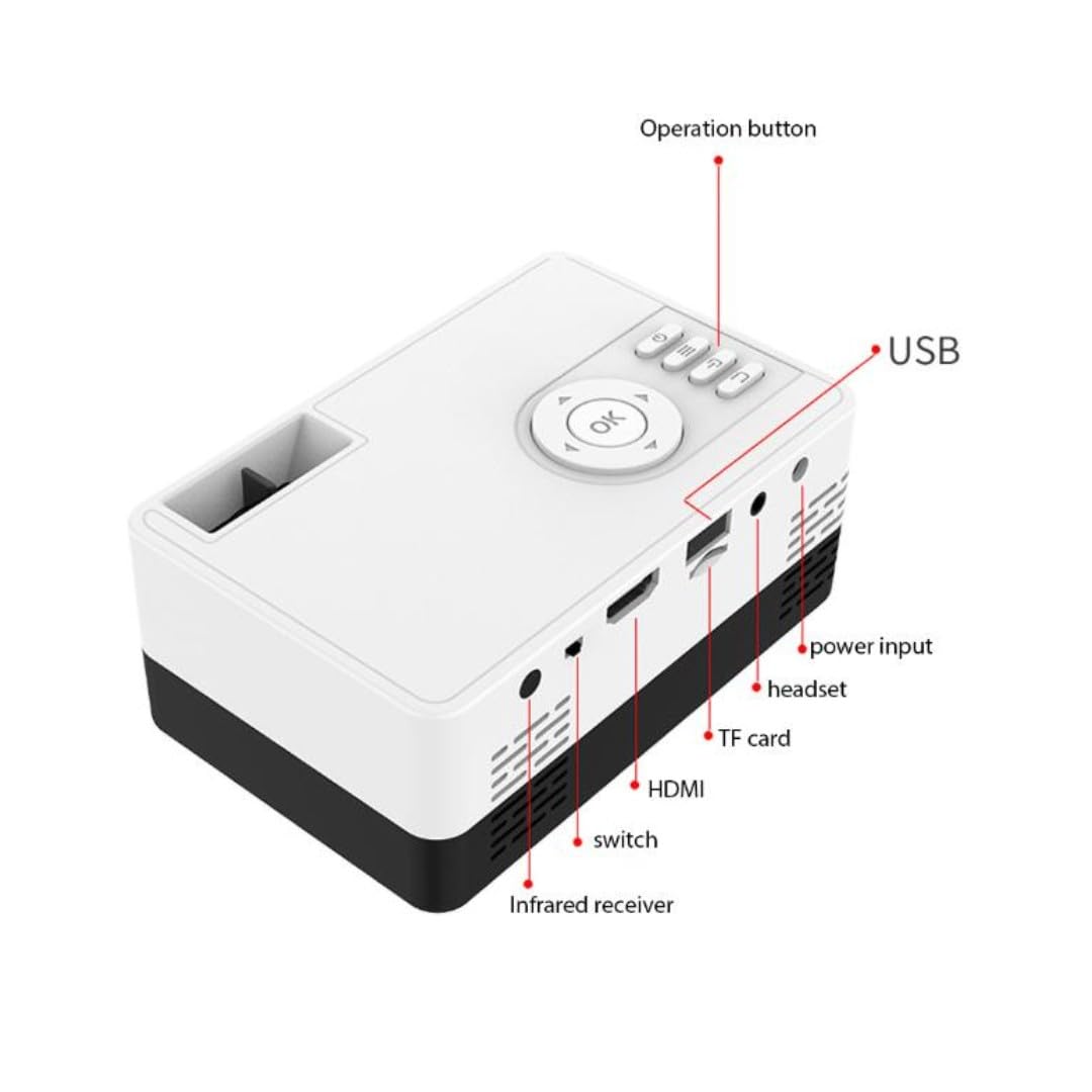 Portable Mini Projector 1080P Full HD Support - Home Theater Movie Projector for iPhone Android Smartphone, Compatible with HDMI USB TV Stick - Perfect for Outdoor Movies, Gaming & Presentations (480P, Yellow)