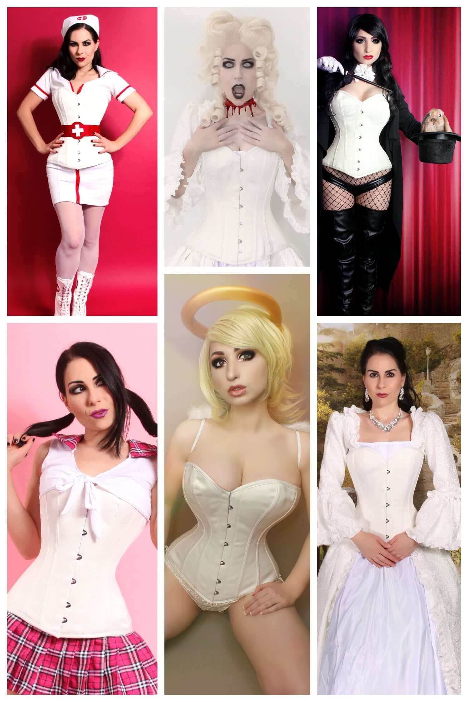 Sexy Cosplay Corset Costume - Nurse, Marie Antoinette, Schoolgirl, Angel & Zatanna Magician Outfits | Perfect for Halloween, Cosplay Events & Themed Parties